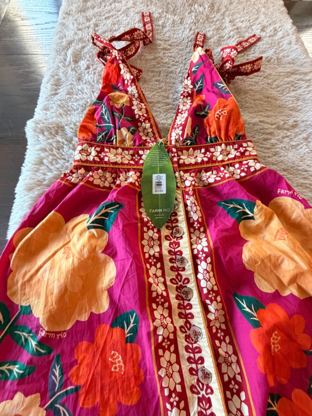 FARM Rio Pink Orange Floral Maxi Dress